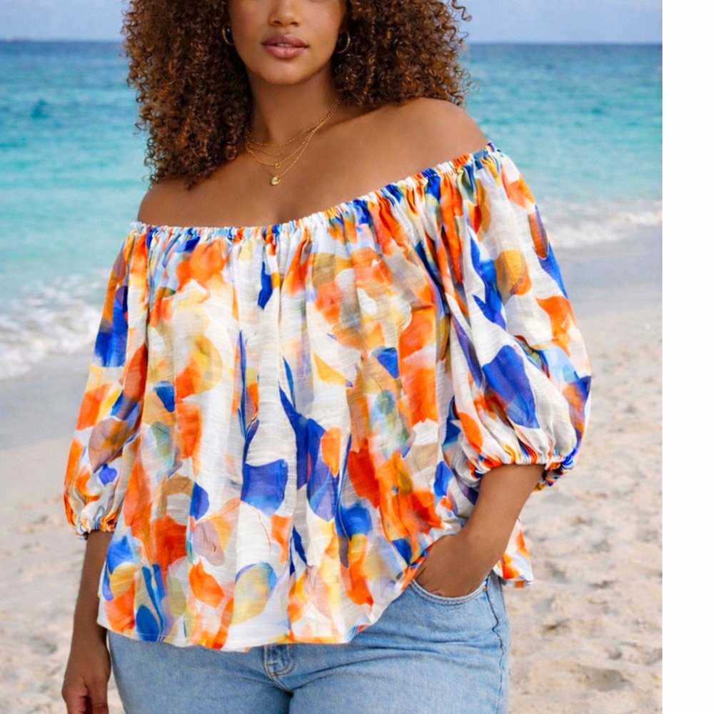 🌹✅STYLEWE Multicolor Off-Shoulder Blouse